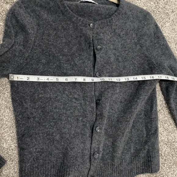 Zara Dark Gray Wool Cardigan Sweater - Picture 6 of 7